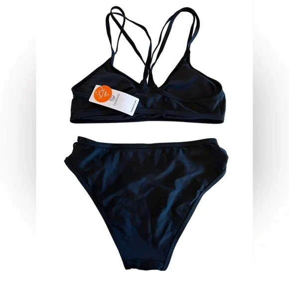 CHARMO womens Strappy black V Neck athletic bikini High Cut Low Rise Bikini NWT - Picture 4 of 9